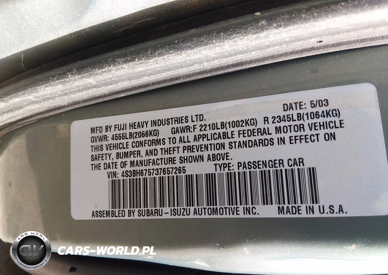 2003 Subaru Outback VIN:4S3BH675737657265 - 9