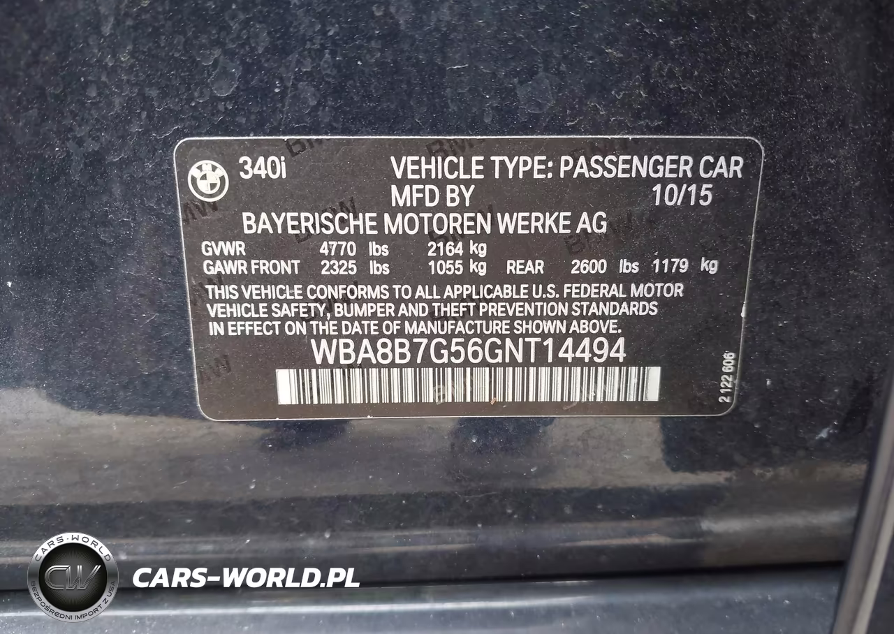 2016 BMW 340I xDrive VIN:WBA8B7G56GNT14494 - 9