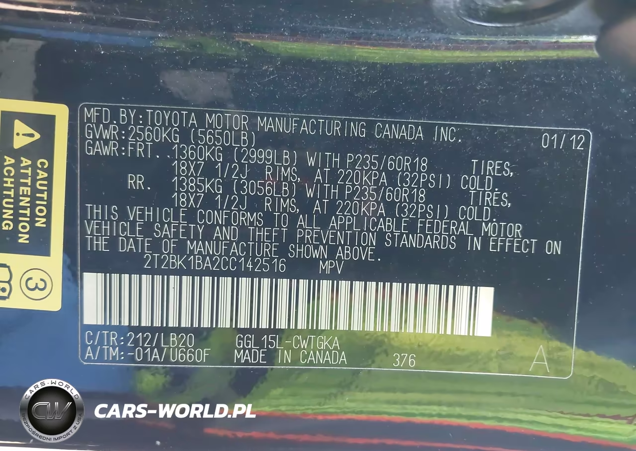 2012 Lexus Rx 350 VIN:2T2BK1BA2CC142516 - 9