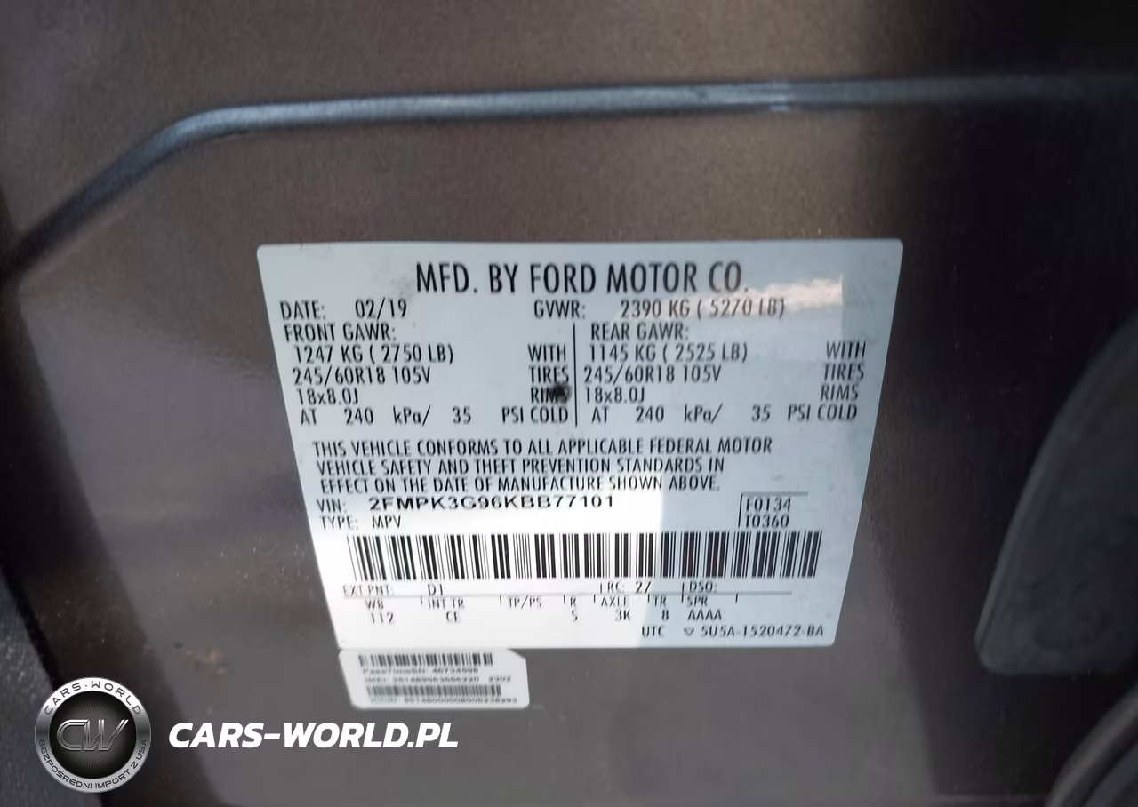 2019 Ford Edge Se VIN:2FMPK3G96KBB77101 - 9