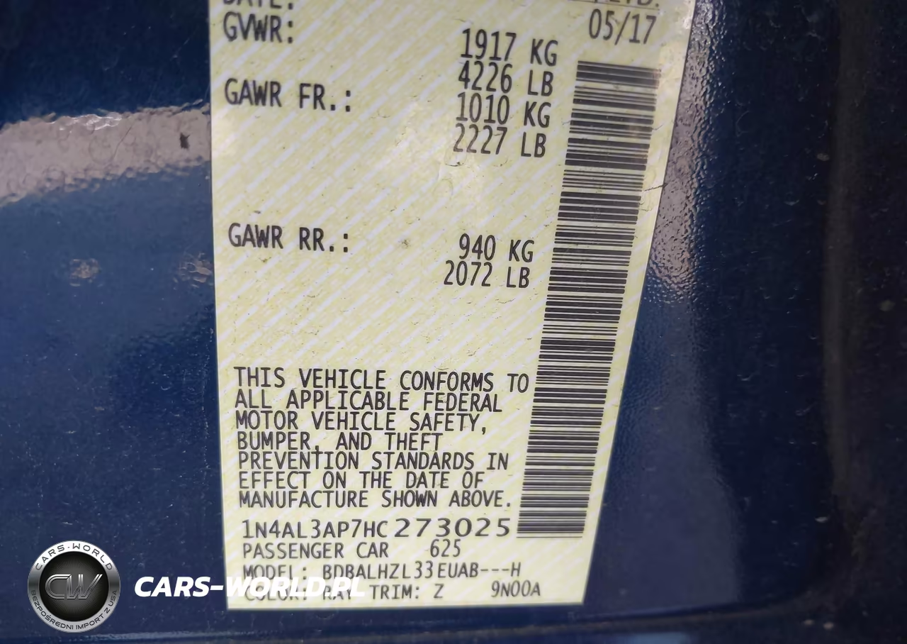 2017 Nissan Altima 2.5 Sr VIN:1N4AL3AP7HC273025 - 9