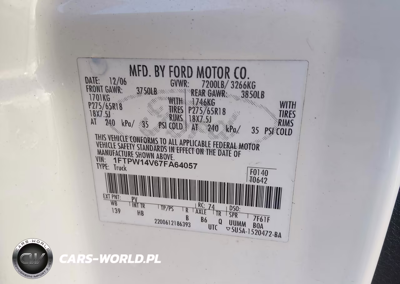 2007 Ford F-150 Fx4-Lariat-Xlt VIN:1FTPW14V67FA64057 - 9