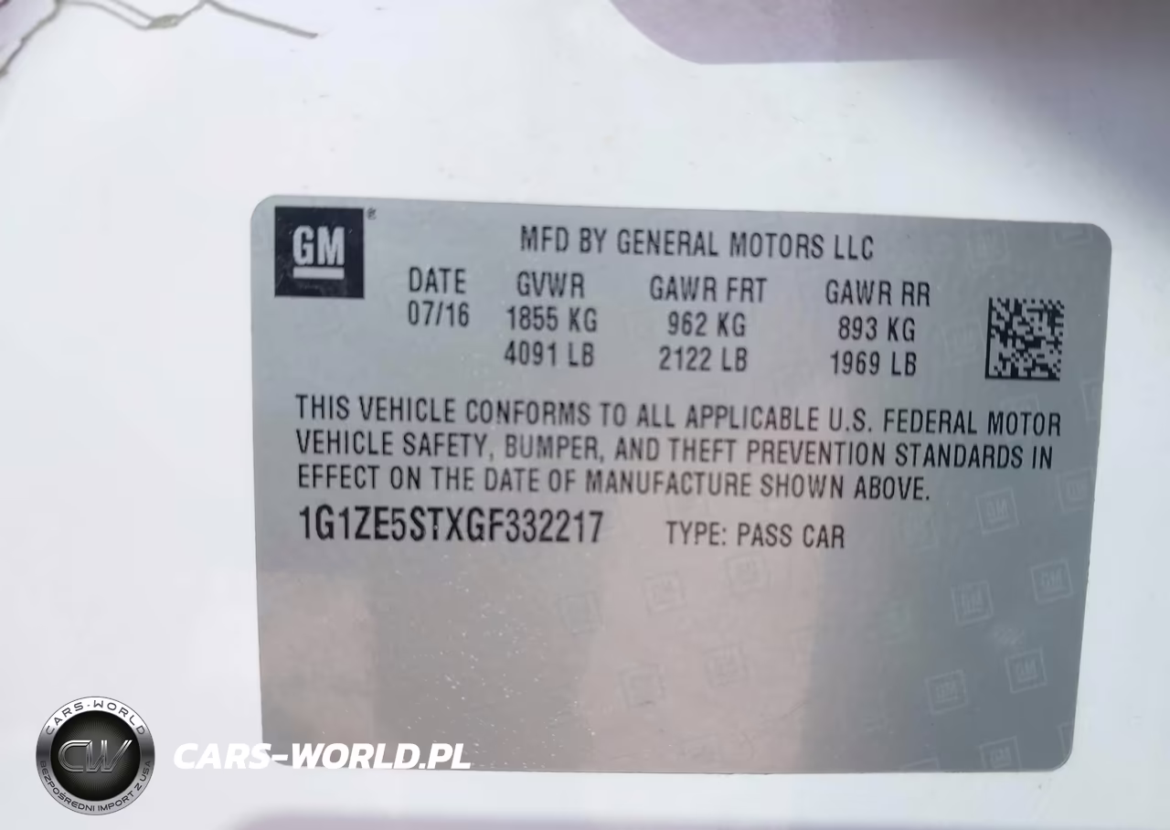 CHEVROLET MALIBU VIN:1G1ZE5STXGF332217 - 9