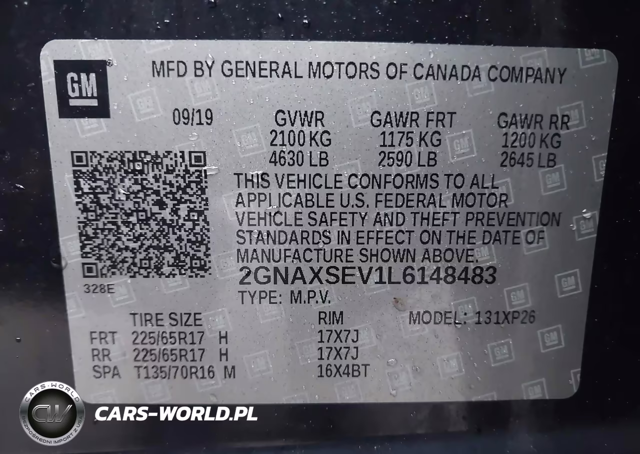 2020 Chevrolet Equinox Awd Ls VIN:2GNAXSEV1L6148483 - 9