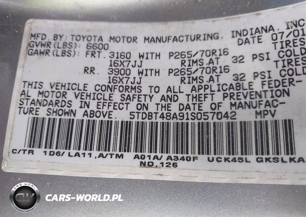 2001 Toyota Sequoia Limited V8 VIN:5TDBT48A91S057042 - 9