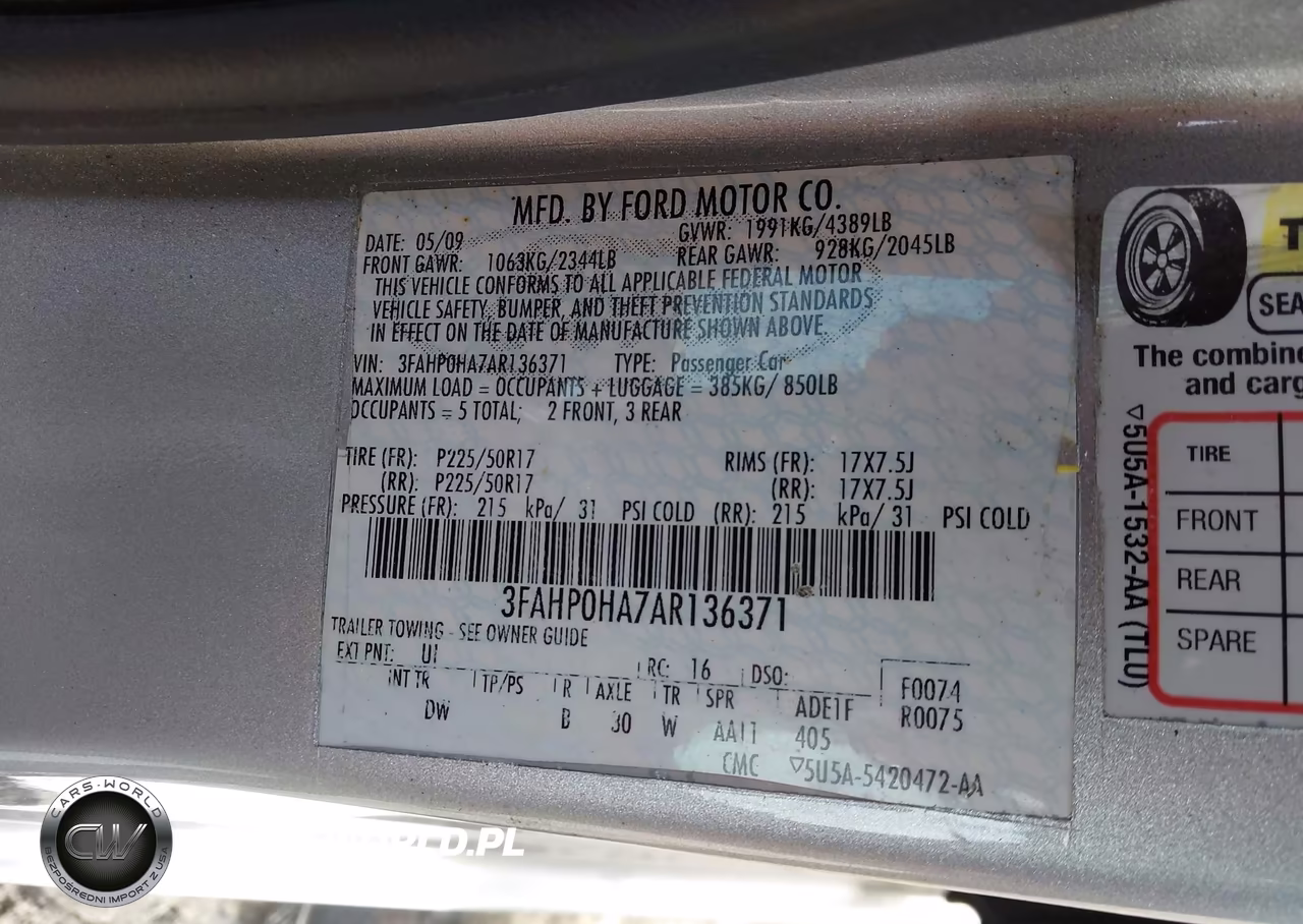 2010 Ford Fusion Se VIN:3FAHP0HA7AR136371 - 9