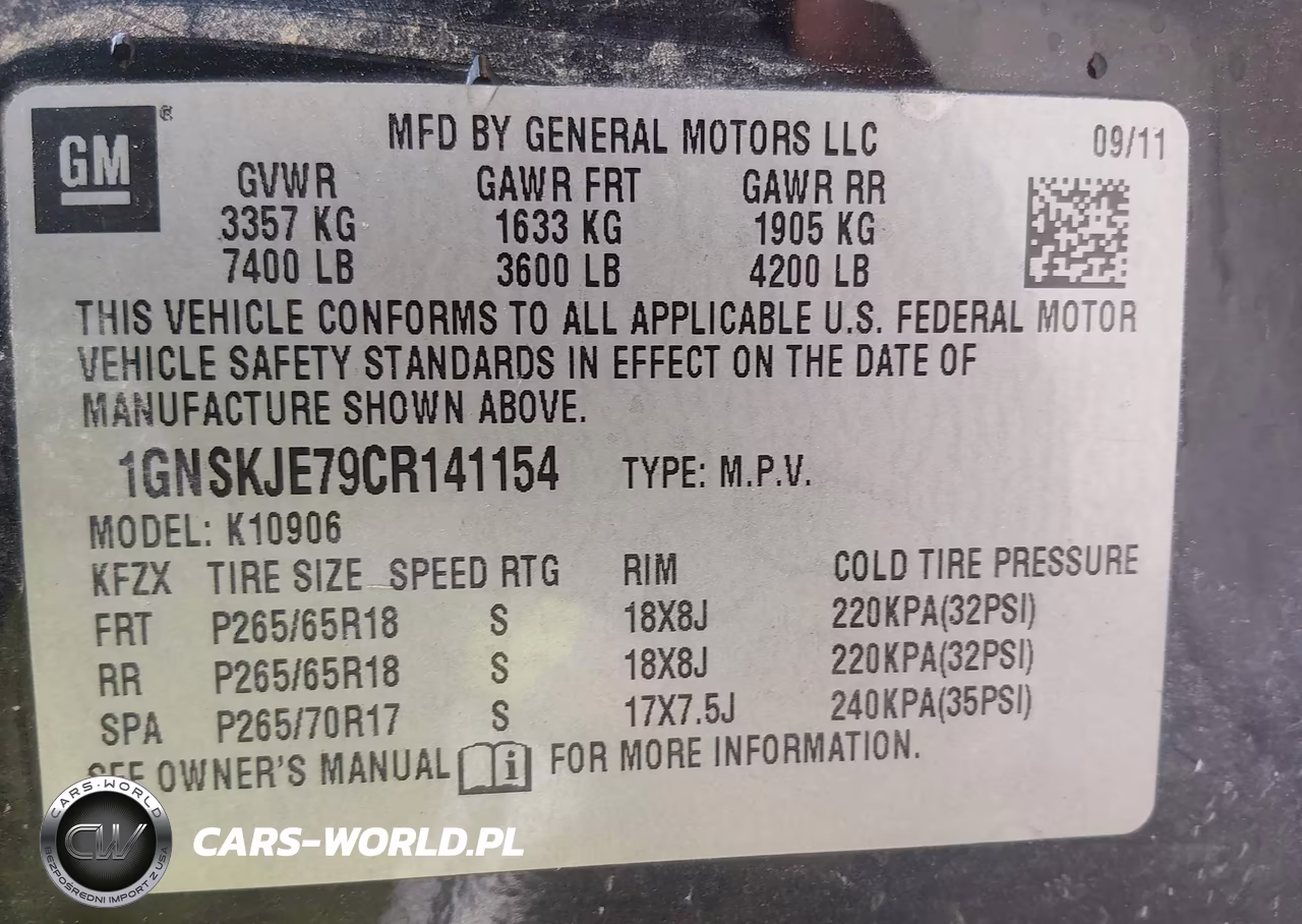 2012 Chevrolet Suburban 1500 Lt VIN:1GNSKJE79CR141154 - 9