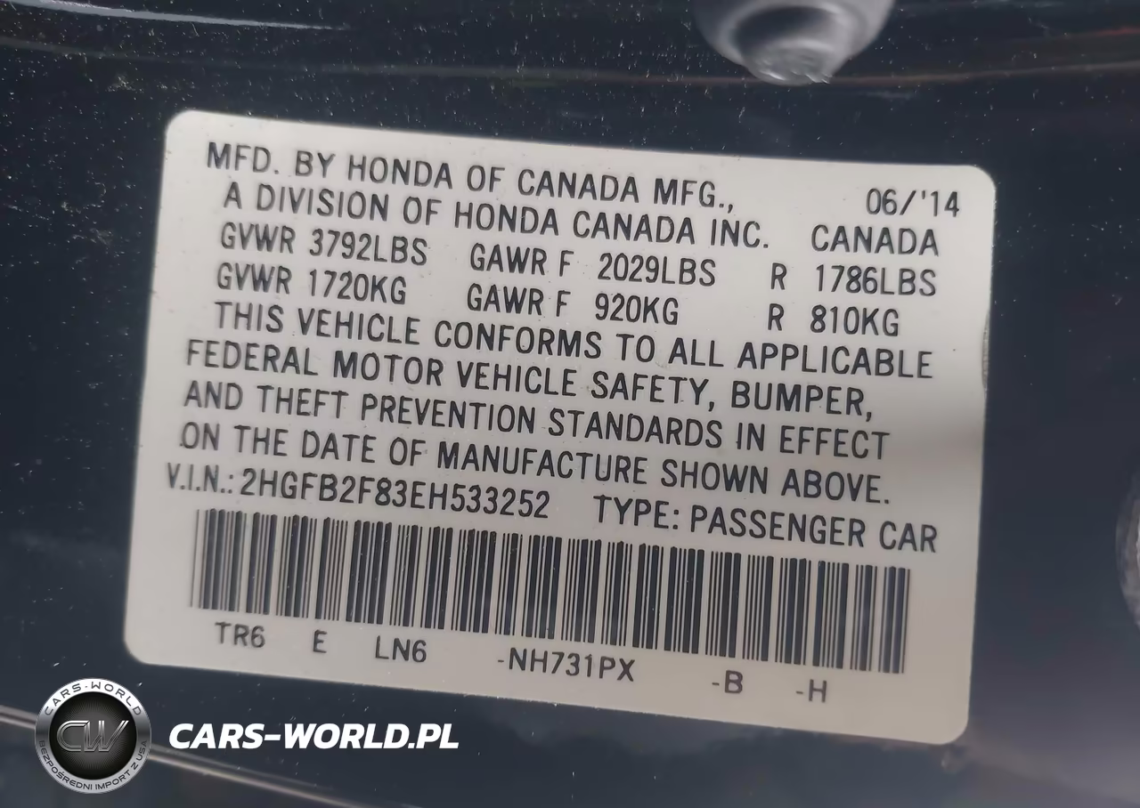 2014 Honda Civic Ex VIN:2HGFB2F83EH533252 - 9