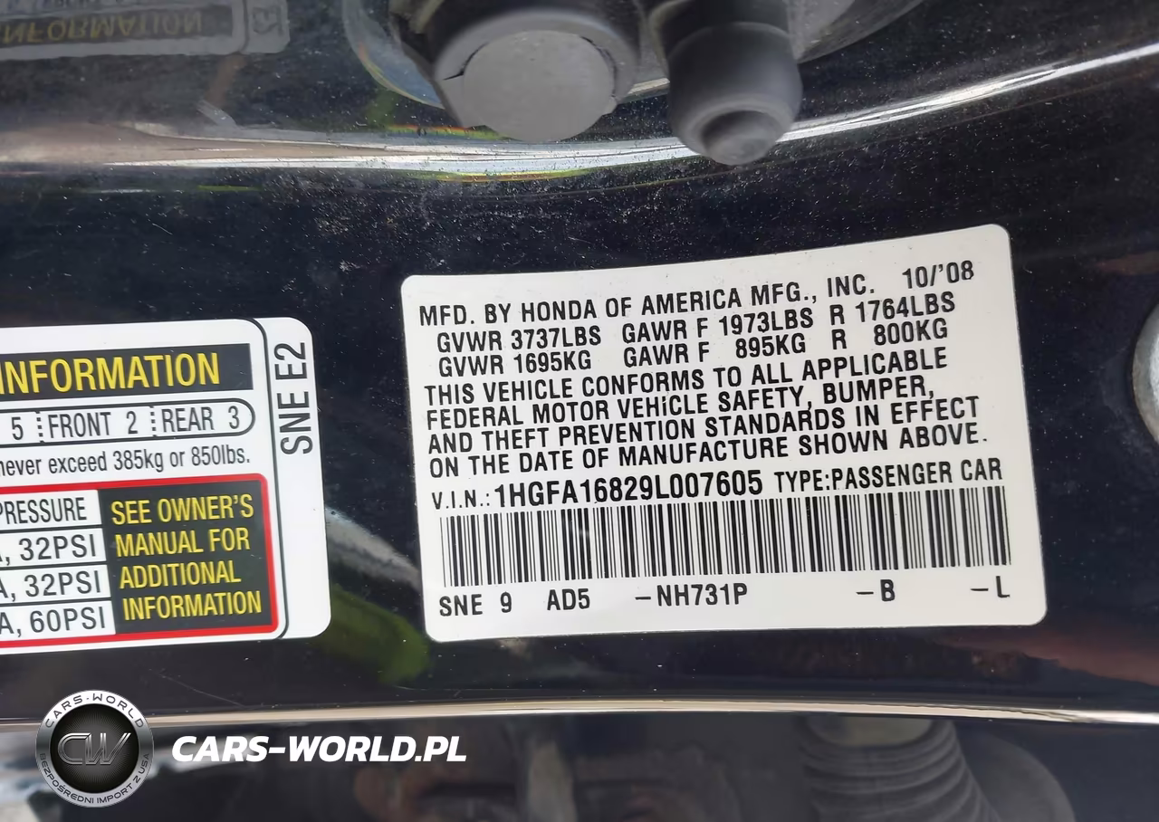 2009 Honda Civic Ex VIN:1HGFA16829L007605 - 9