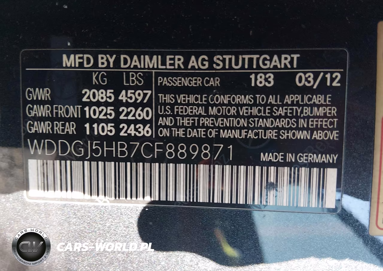 2012 Mercedes-Benz C 350 Sport VIN:WDDGJ5HB7CF889871 - 9