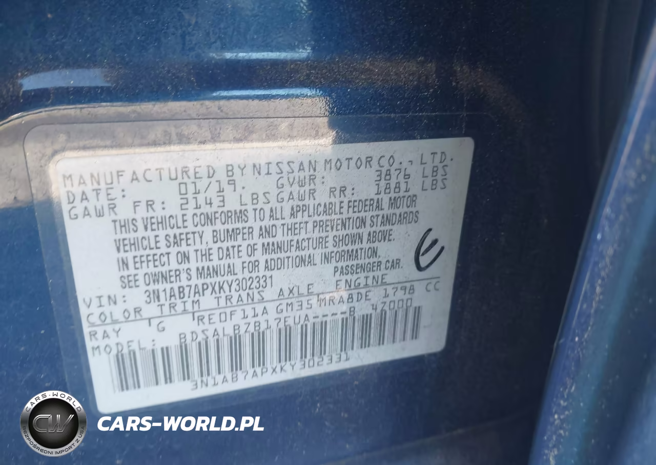2019 Nissan Sentra S VIN:3N1AB7APXKY302331 - 9