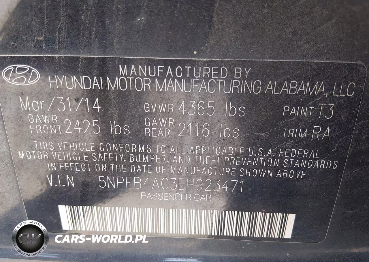2014 Hyundai Sonata Gls VIN:5NPEB4AC3EH923471 - 9