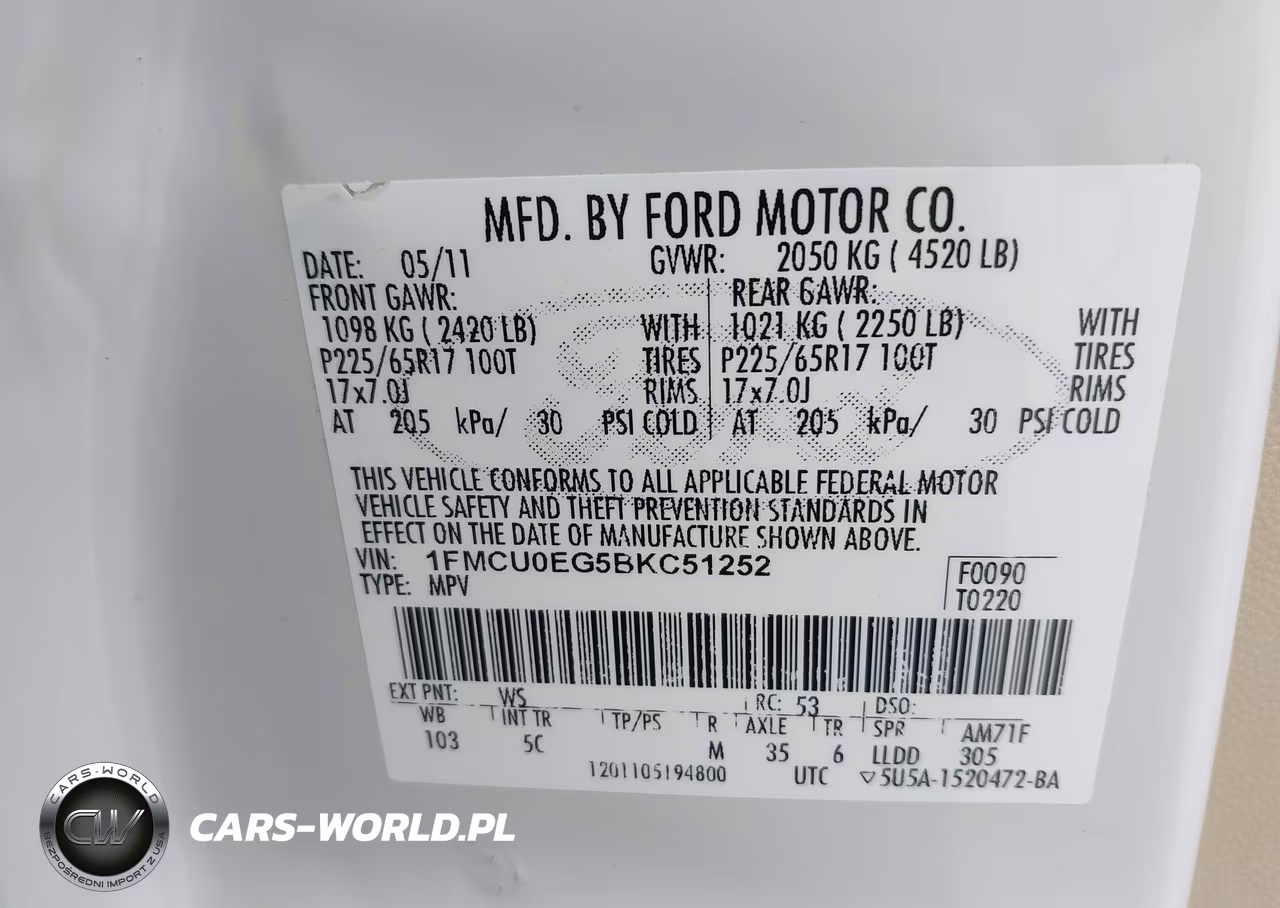 2011 Ford Escape Limited VIN:1FMCU0EG5BKC51252 - 9