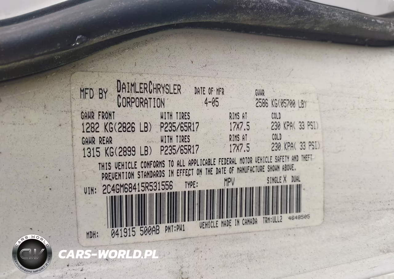 2005 Chrysler Pacifica Touring VIN:2C4GM68415R531556 - 9