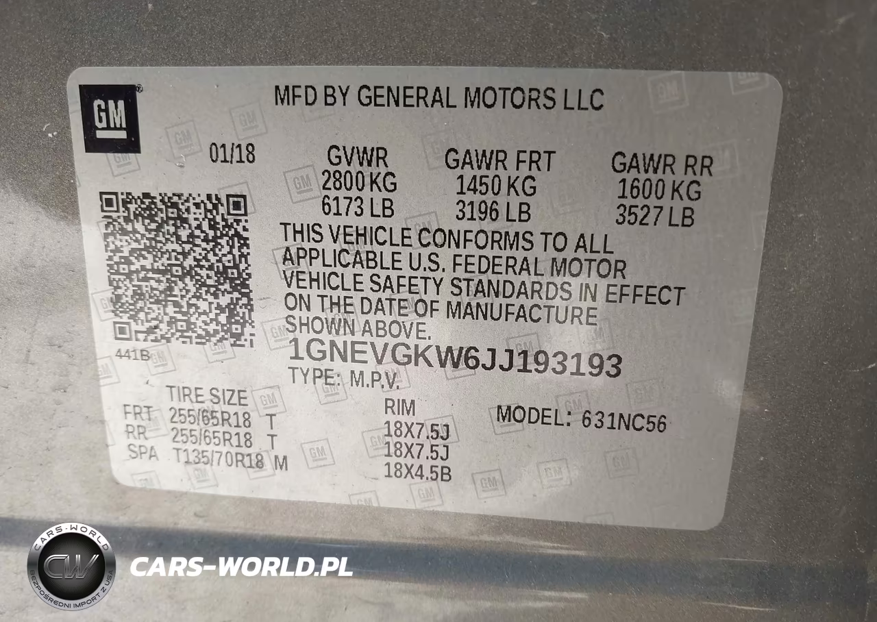2018 Chevrolet Traverse 1Lt VIN:1GNEVGKW6JJ193193 - 9
