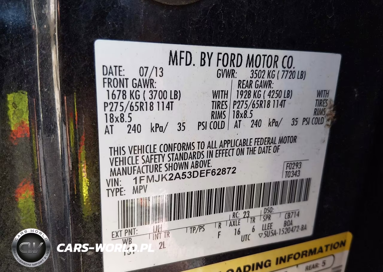 2013 Ford Expedition El Limited VIN:1FMJK2A53DEF62872 - 9