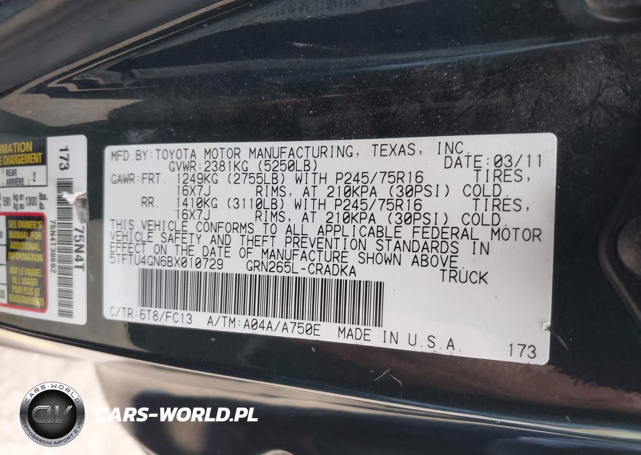 2011 Toyota Tacoma Prerunner V6 VIN:5TFTU4GN6BX010729 - 9