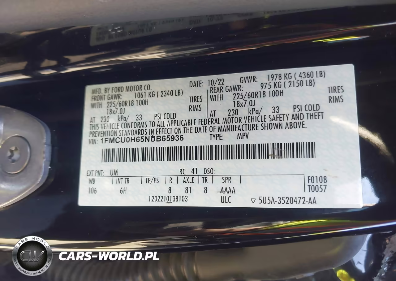2022 Ford Escape Sel VIN:1FMCU0H65NUB65936 - 9