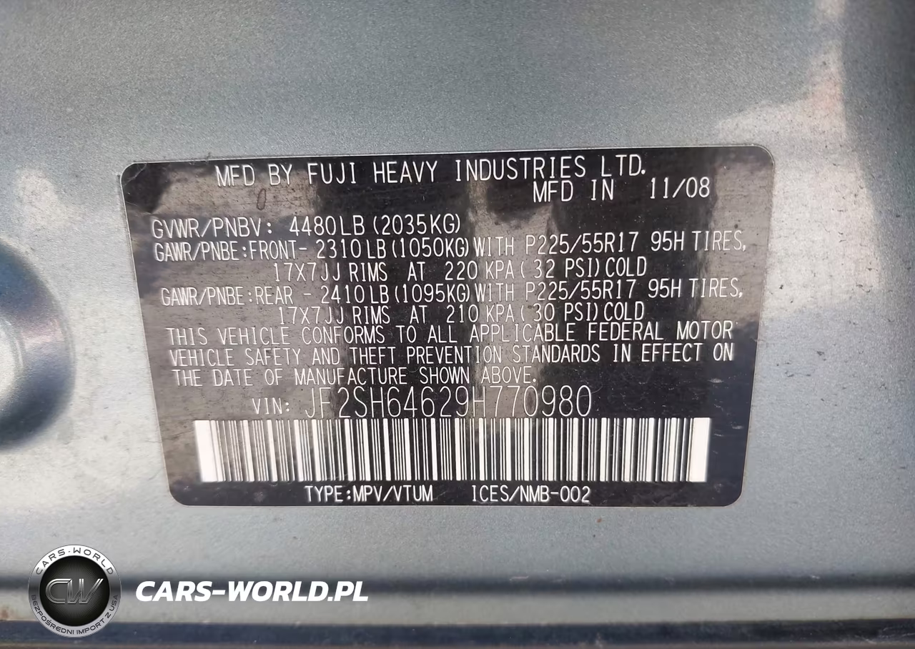 2009 Subaru Forester 2.5X Limited VIN:JF2SH64629H770980 - 9
