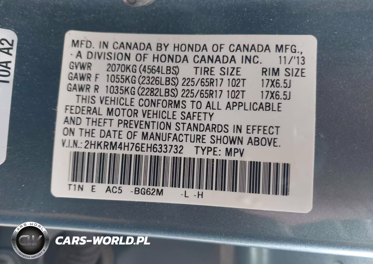 2014 Honda Cr-V Ex-L VIN:2HKRM4H76EH633732 - 9