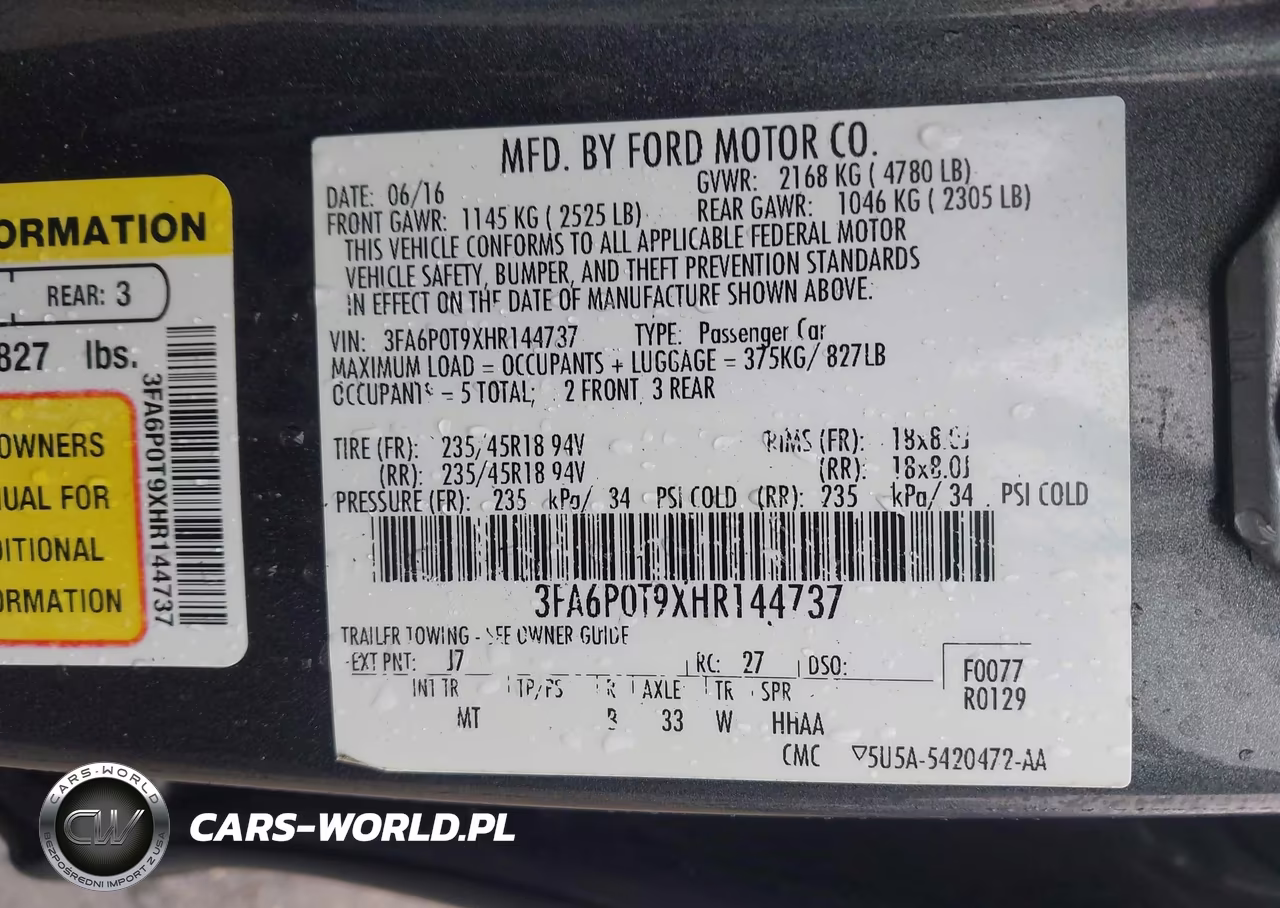 2017 Ford Fusion Se VIN:3FA6P0T9XHR144737 - 9