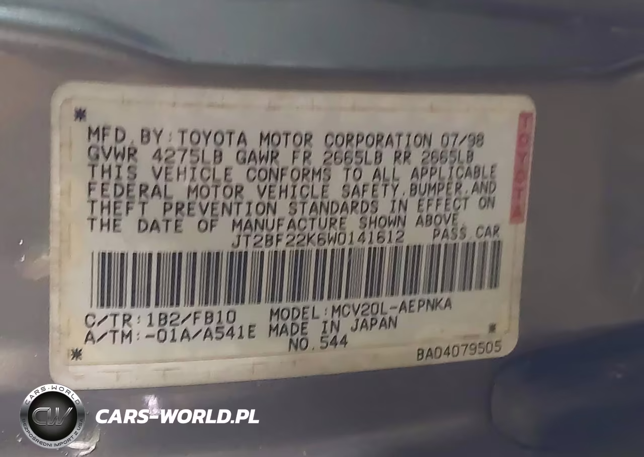 1998 Toyota Camry Ce-Le-Xle VIN:JT2BF22K6W0141612 - 9