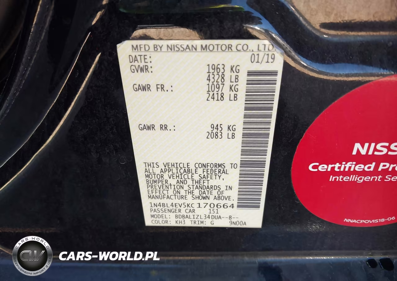 2019 Nissan Altima 2.5 Sl VIN:1N4BL4EV5KC170664 - 9