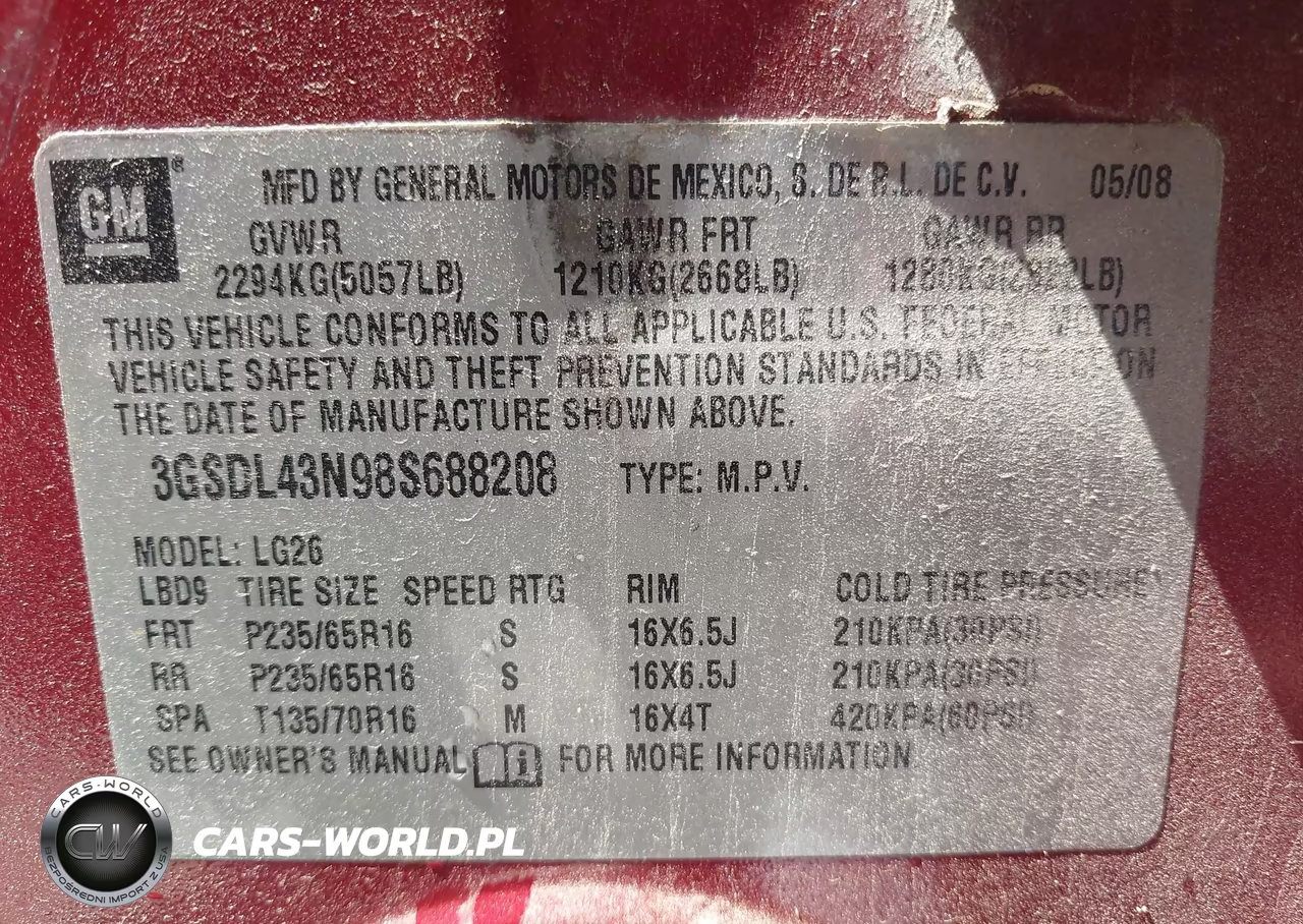 2008 Saturn Vue V6 Xe VIN:3GSDL43N98S688208 - 9