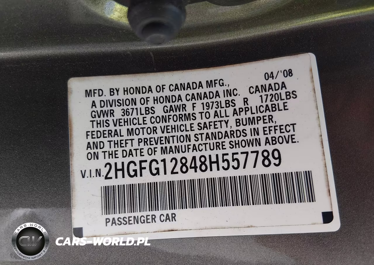 2008 Honda Civic Ex VIN:2HGFG12848H557789 - 9