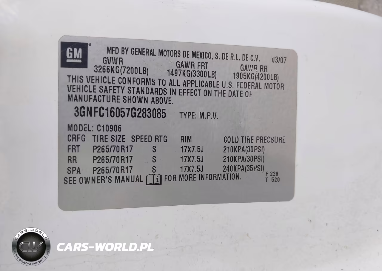 2007 Chevrolet Suburban 1500 Lt VIN:3GNFC16057G283085 - 9