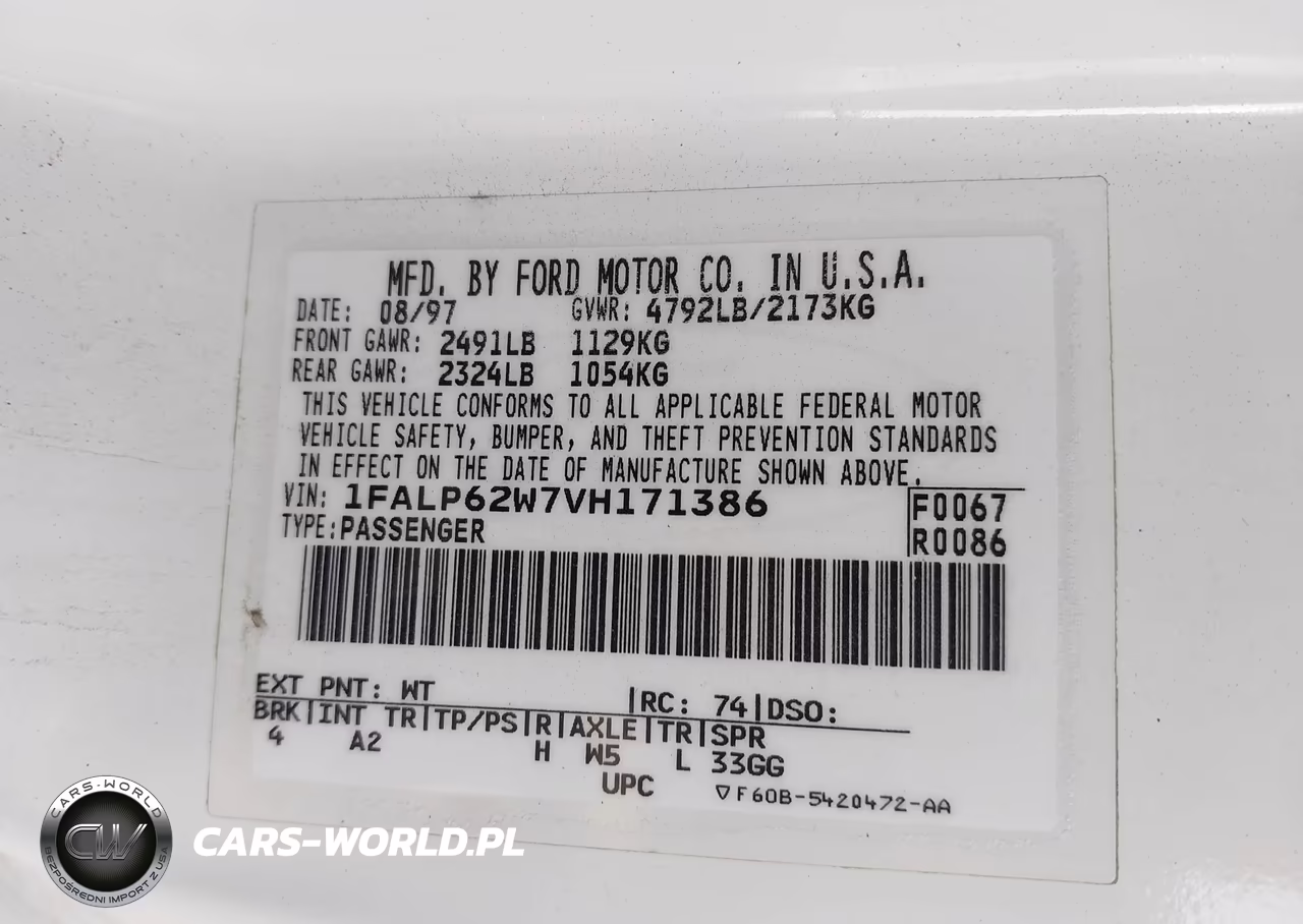 1997 Ford Thunderbird Lx VIN:1FALP62W7VH171386 - 9