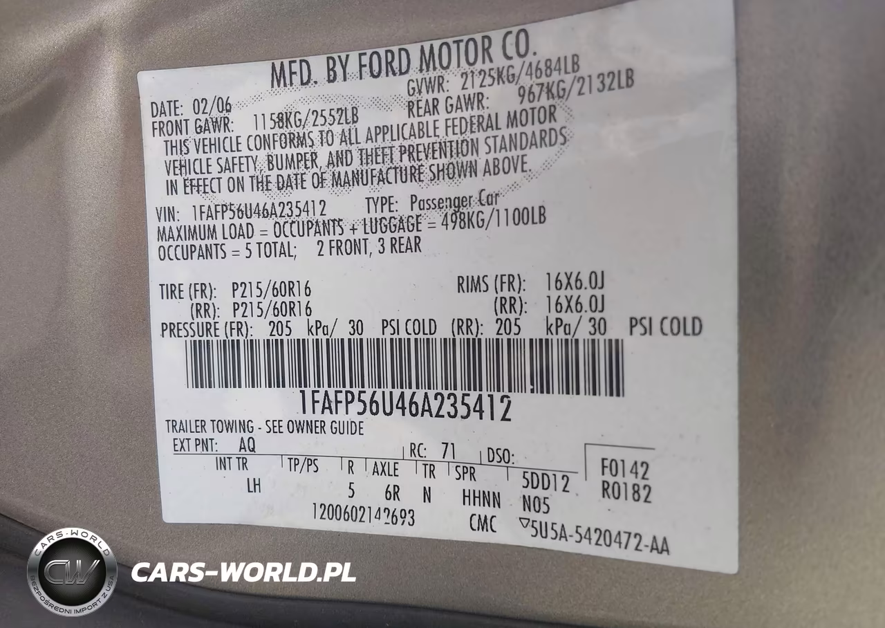 2006 Ford Taurus Sel VIN:1FAFP56U46A235412 - 9