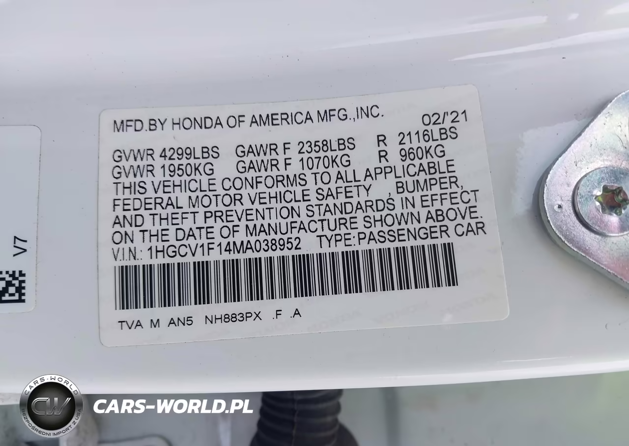2021 Honda Accord Lx VIN:1HGCV1F14MA038952 - 9