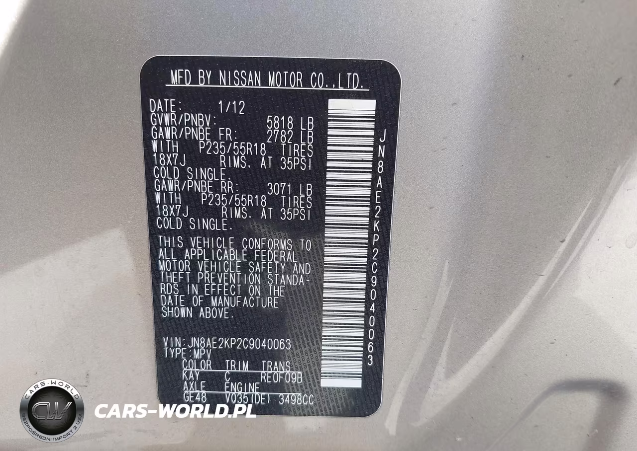 2012 Nissan Quest Le VIN:JN8AE2KP2C9040063 - 9