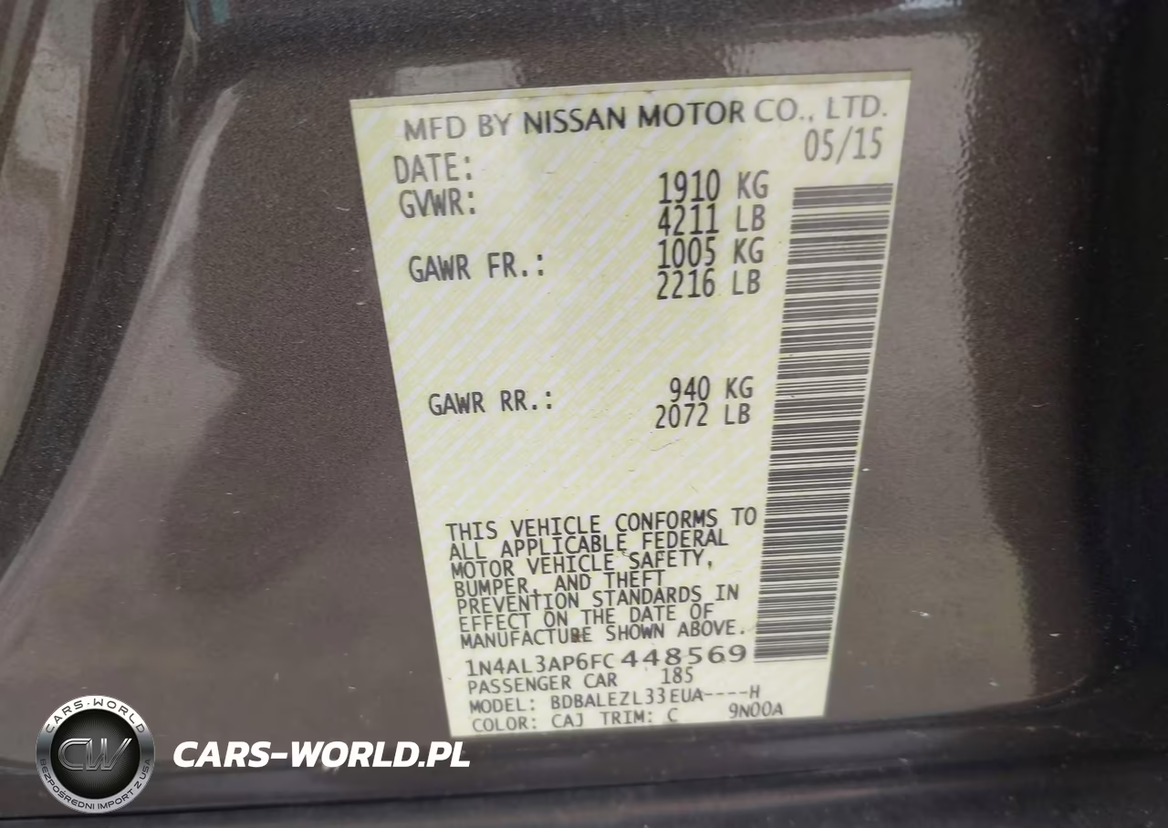 2015 Nissan Altima 2.5 S VIN:1N4AL3AP6FC448569 - 9