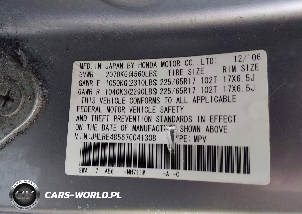 2007 Honda Cr-V Ex VIN:JHLRE48567C041308 - 9