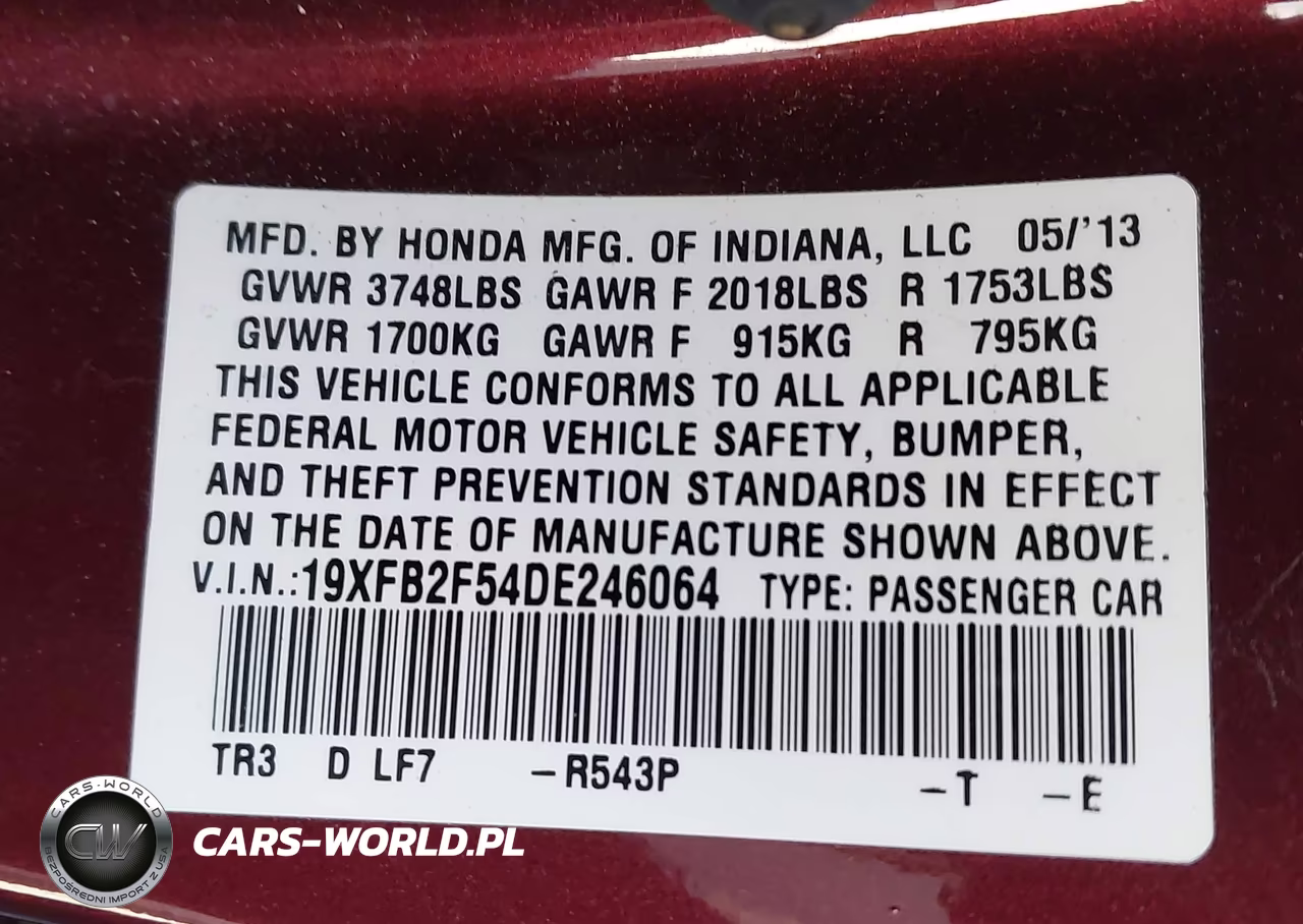 2013 Honda Civic Lx VIN:19XFB2F54DE246064 - 9