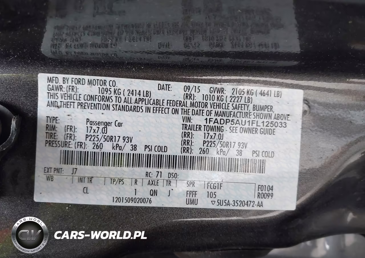 2015 Ford C-Max Hybrid Se VIN:1FADP5AU1FL125033 - 9