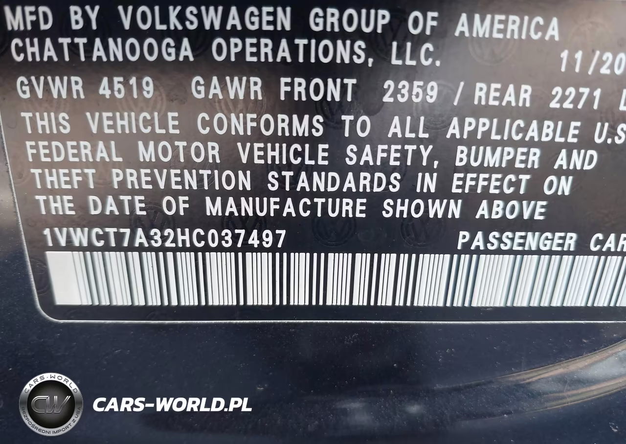 2017 Volkswagen Passat 1.8T Sel Premium VIN:1VWCT7A32HC037497 - 9