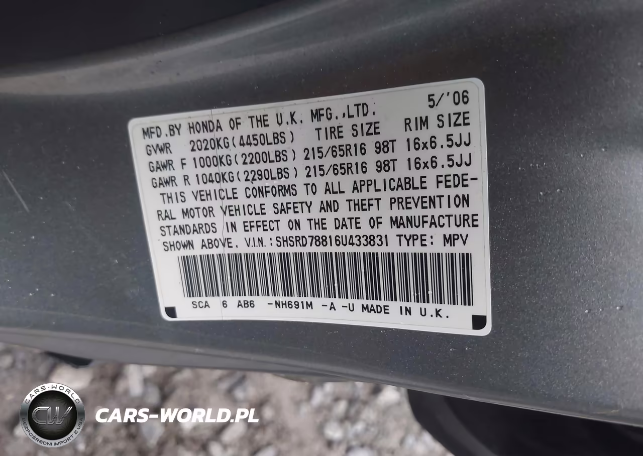 2006 Honda Cr-V Ex VIN:SHSRD78816U433831 - 9