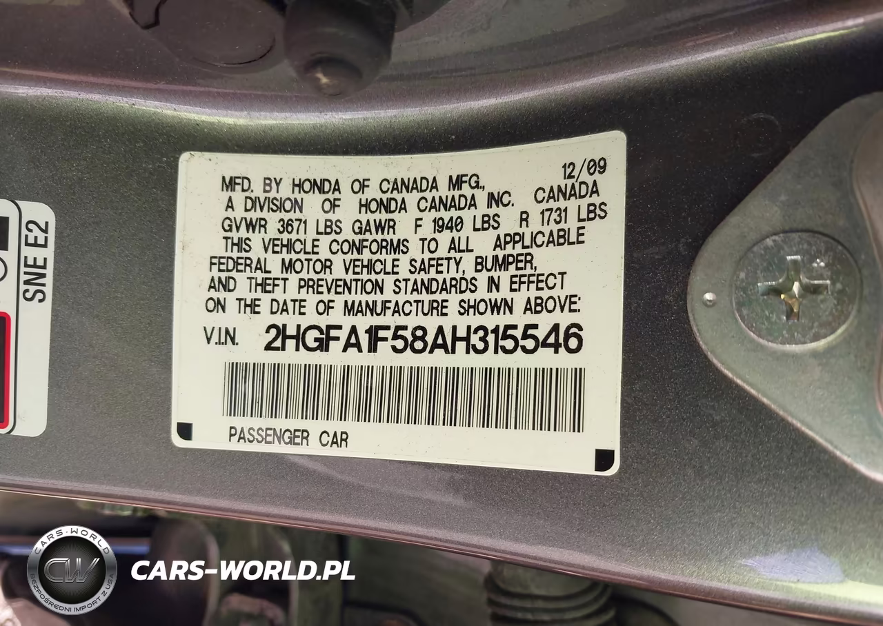 2010 Honda Civic Lx VIN:2HGFA1F58AH315546 - 9