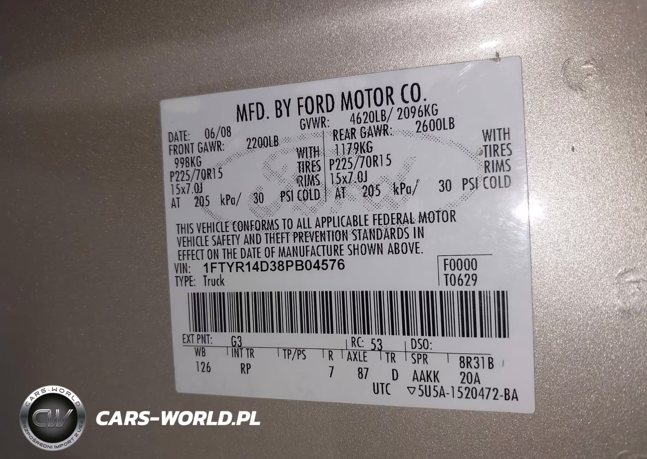 2008 Ford Ranger Xl-Xlt VIN:1FTYR14D38PB04576 - 9