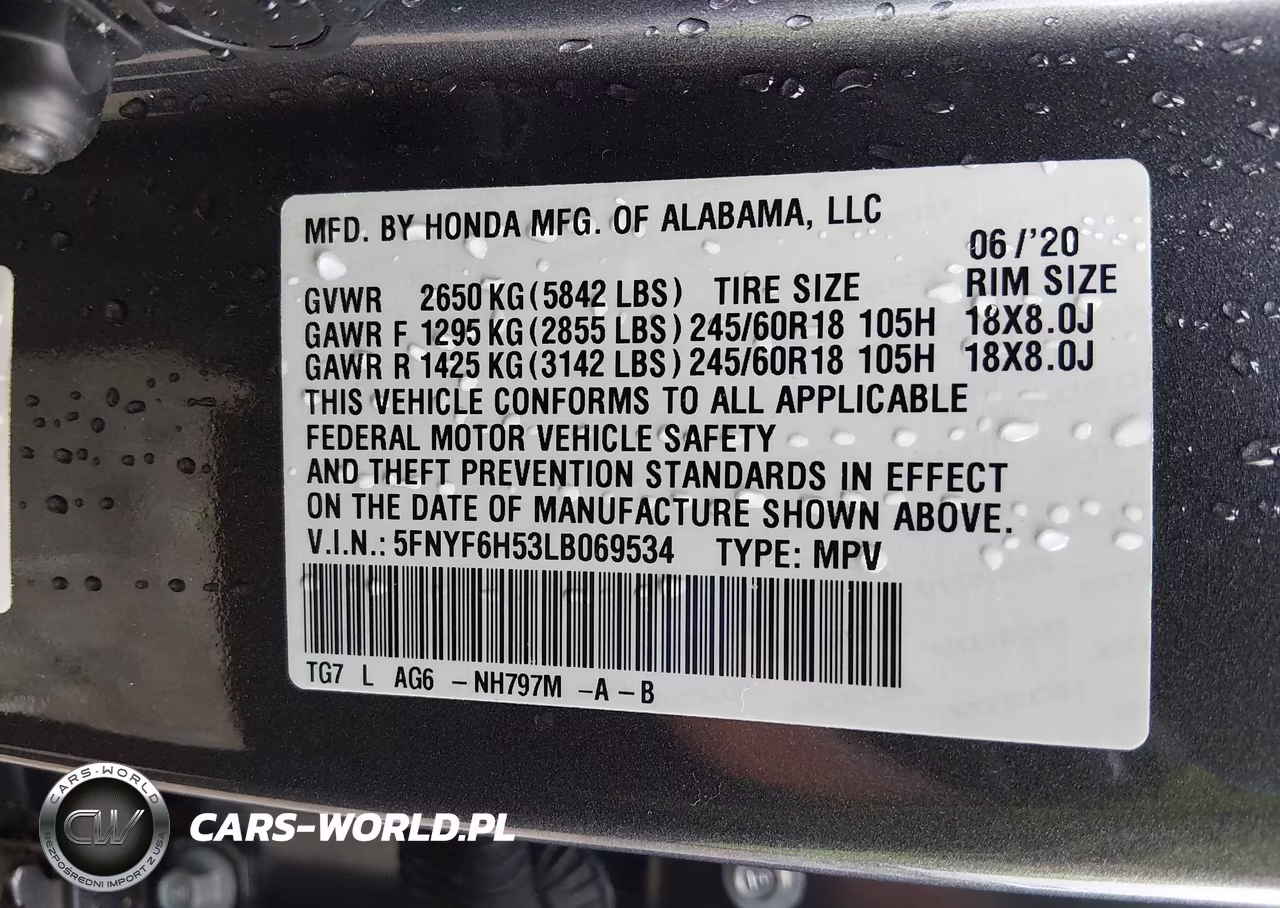 2020 Honda Pilot Awd Ex-L VIN:5FNYF6H53LB069534 - 9