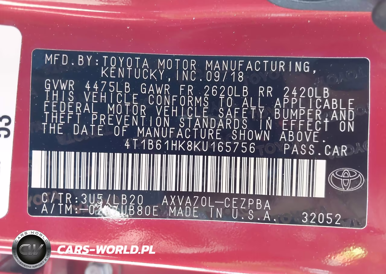 2019 Toyota Camry Xse VIN:4T1B61HK8KU165756 - 9