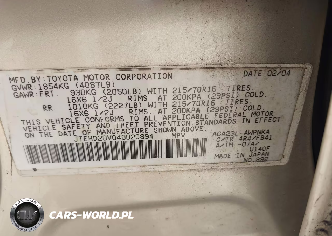 2004 Toyota Rav4 VIN:JTEHD20V040020894 - 9