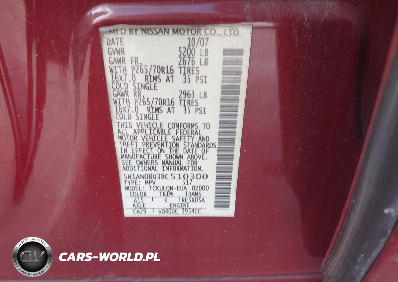 2008 Nissan Xterra X VIN:5N1AN08U38C510300 - 9