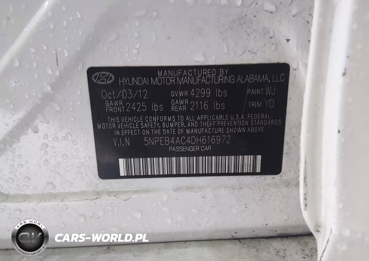 2013 Hyundai Sonata Gls VIN:5NPEB4AC4DH616972 - 9