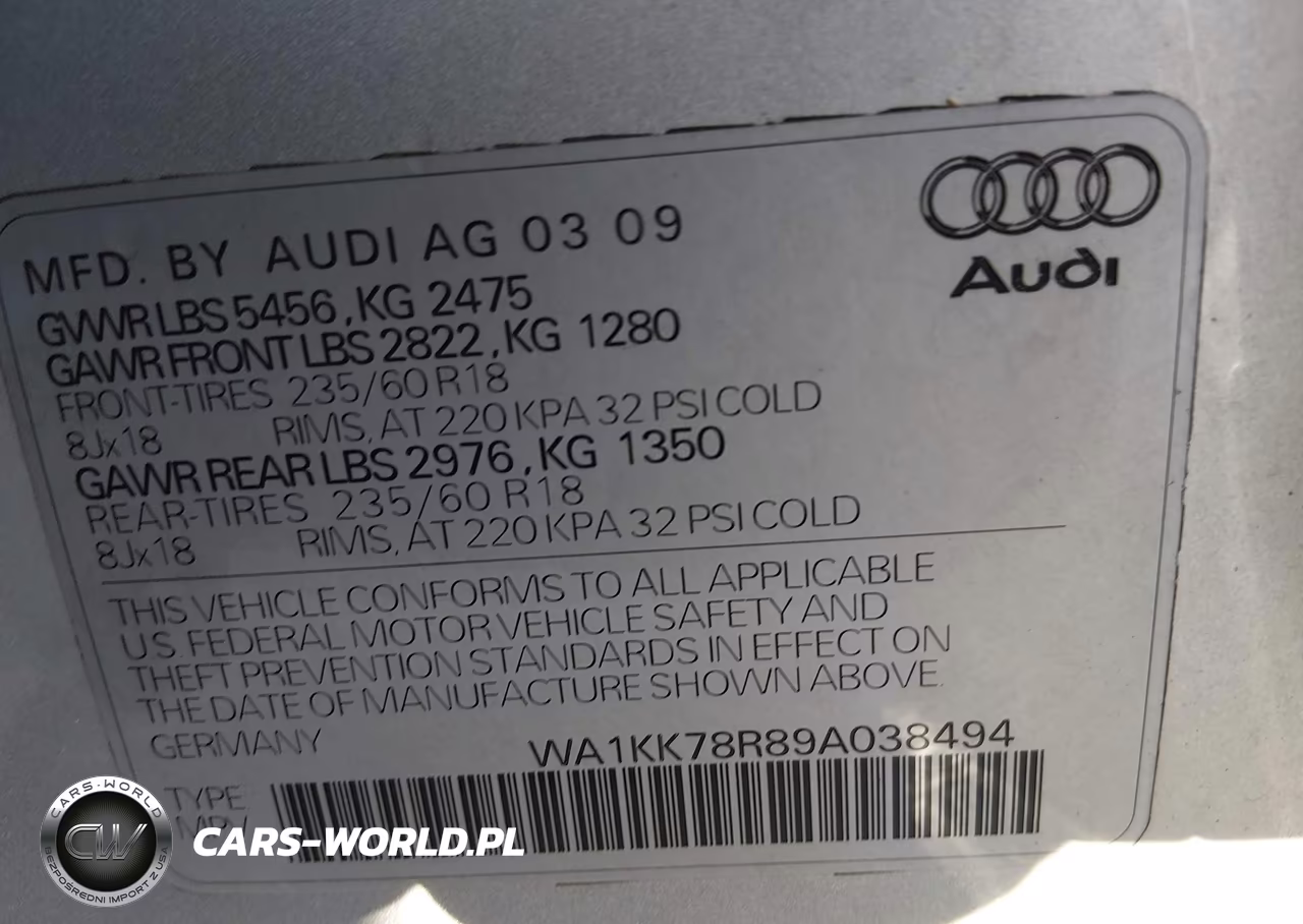 2009 Audi Q5 3.2 Premium VIN:WA1KK78R89A038494 - 9