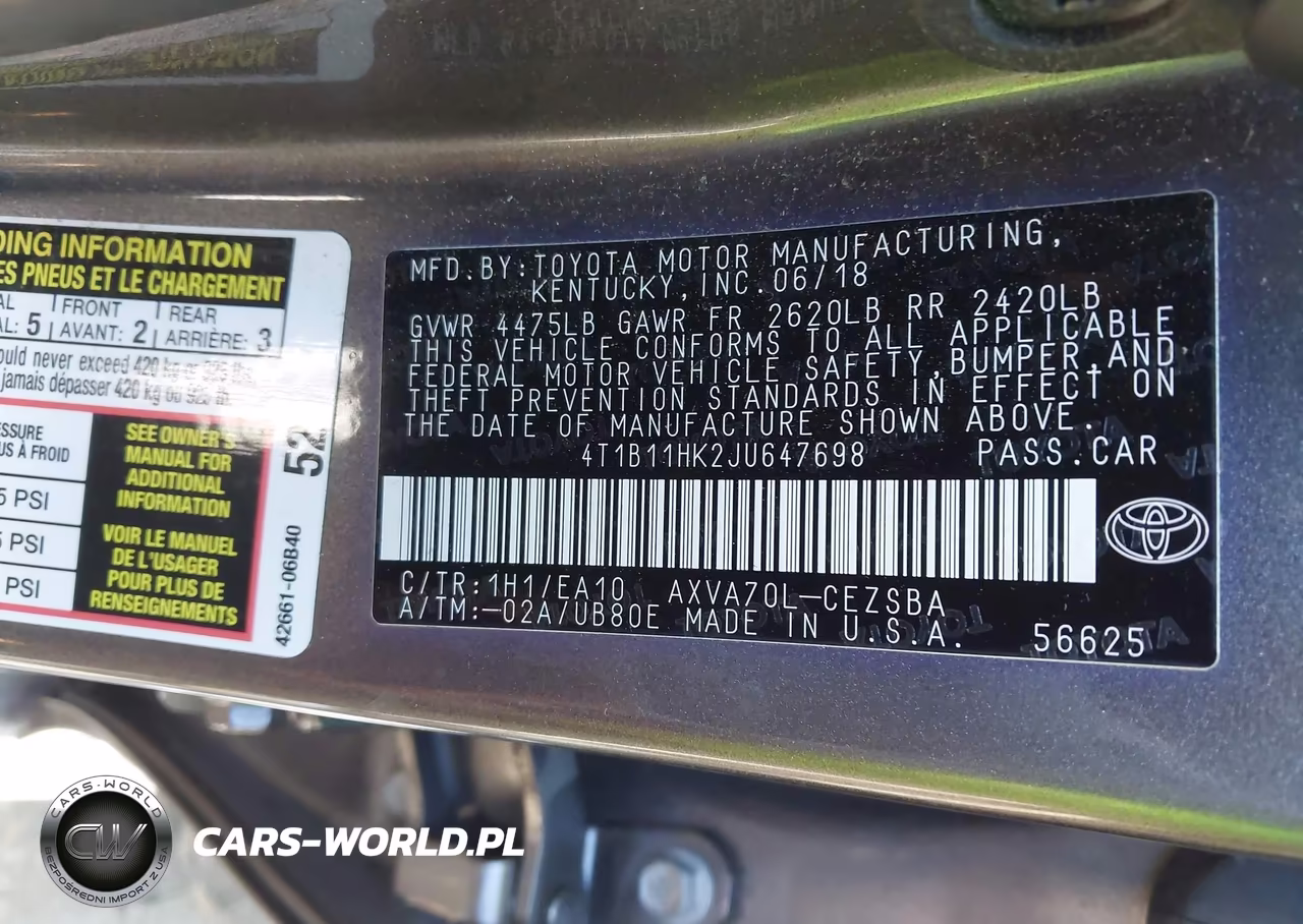 2018 Toyota Camry Se VIN:4T1B11HK2JU647698 - 9