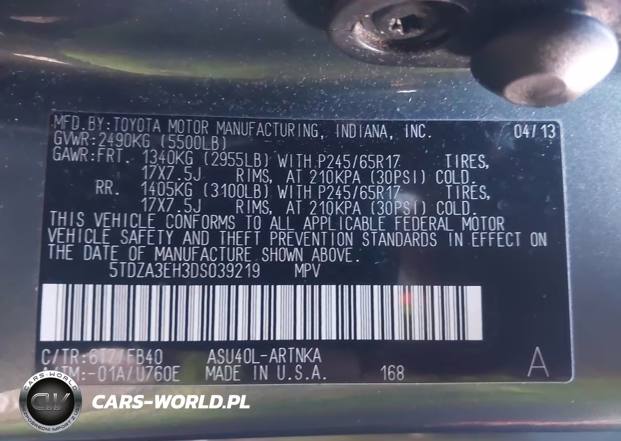 2013 Toyota Highlander VIN:5TDZA3EH3DS039219 - 9